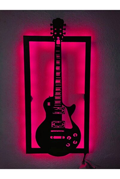 Genel Markalar Elektro Gitar Dekoratif Led Işıklı Ahşap Tablo