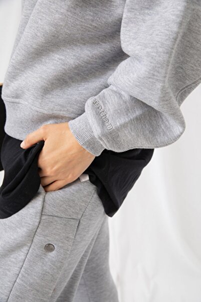 gothamvibes Kadın Vibe Oversize Gri Sweatshirt
