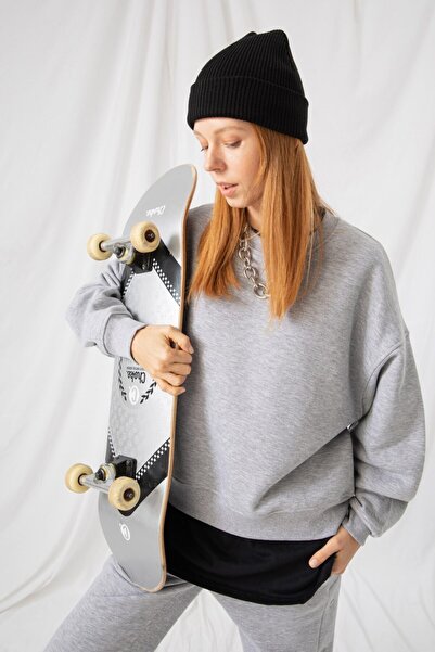 gothamvibes Kadın Vibe Oversize Gri Sweatshirt