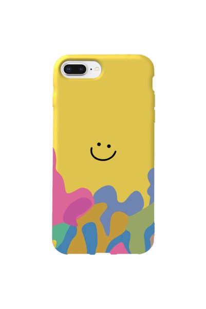 WANNA PROTECT iPhone 7 Plus Yellow Color Pattern Smiley Velvet Patterned Sili...