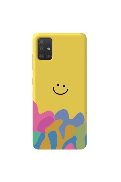 WANNA PROTECT Samsung A71 Yellow Color Pattern Smiley Velvet Patterned Silico...