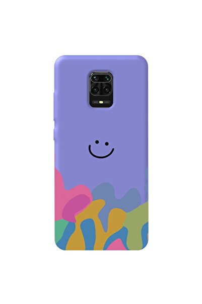 WANNA PROTECT Xiaomi Redmi Note 9 Pro Lila Renk Patern Smiley Içi Kadife Dese...