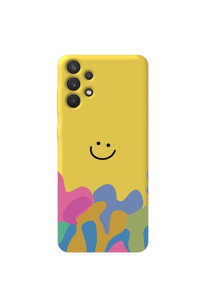 WANNA PROTECT Samsung A32 Yellow Color Pattern Smiley Inside Velvet Patterned...