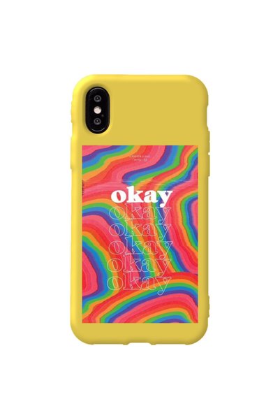 WANNA PROTECT iPhone X Yellow Color Arrow Inside Velvet Patterned Silicone Ph...