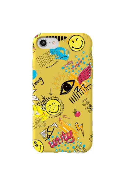 WANNA PROTECT iPhone Se 2020 Yellow Color Hope Velvet Patterned Silicone Phon...