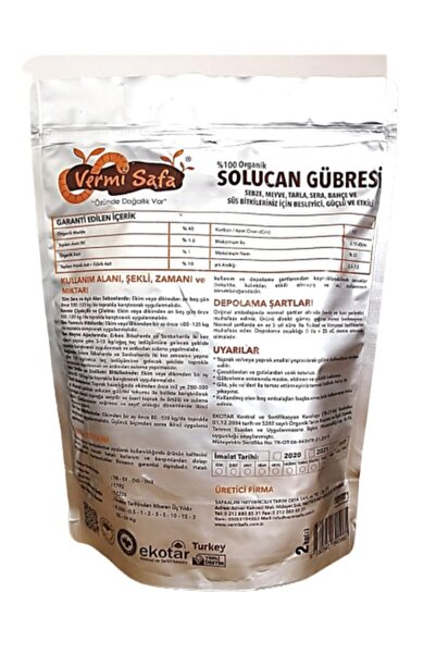 Vermisafa Organik Katı Solucan Gübresi 2kg