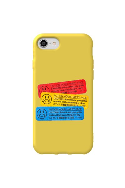 WANNA PROTECT iPhone Se 2020 Yellow Color Velvet Patterned Silicone Phone Case
