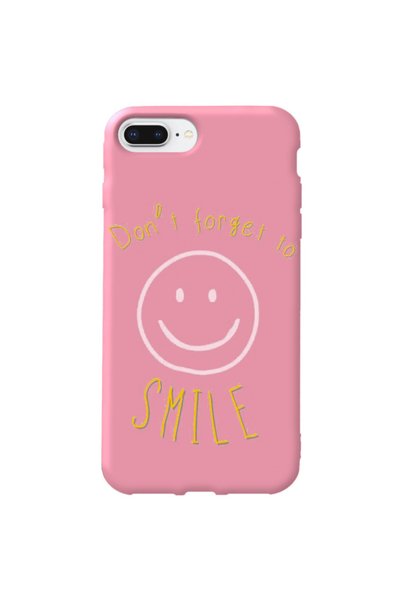 WANNA PROTECT iPhone 8 Plus Pink Color Smile Velvet Patterned Silicone Phone ...