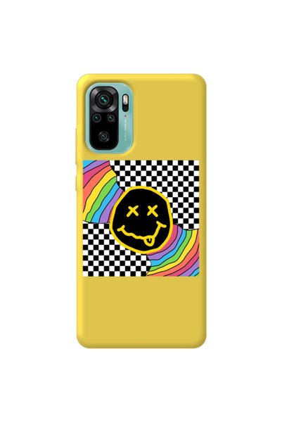 WANNA PROTECT Xiaomi Redmi Note 10S Yellow Color Rainbow Face Velvet Patterne...