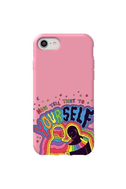 WANNA PROTECT iPhone 8 Pink Color Yourself Velvet Patterned Silicone Phone Case