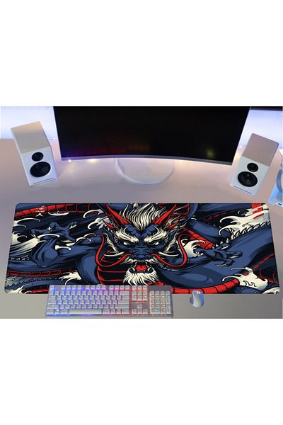 PORGE لوحة ماوس ألعاب مقاس 90x40 Xxl Dragon كبيرة الحجم