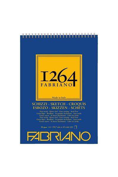 Fabriano 1264 Sketch Paper Top Spiral Sketch Drawing Notebook 90 GrA3 120 Yp