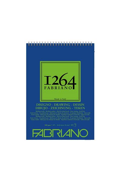 Fabriano 1264 Drawing Paper Top Spiral Sketch Drawing Notebook 180 GrA5 30 Yp