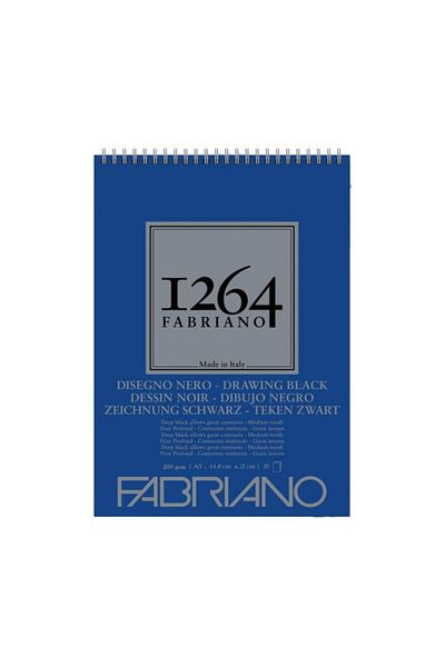 Fabriano 1264 Drawing Black Top Spiral Sketch Drawing Notebook Black Leaves 200 GrA5 20 Yp
