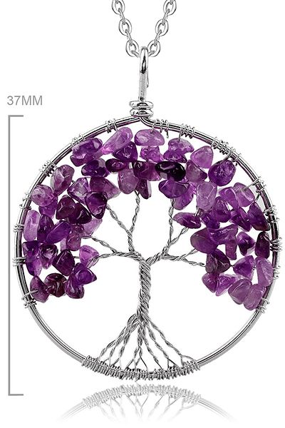 Tesbih Atölyesi Tree of Life Amethyst Stone Natural Stone Necklace