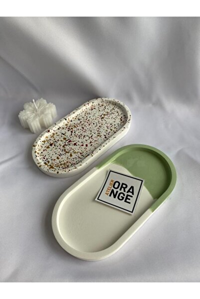 Orange Atelier Σετ 2 διακοσμητικά οβάλ τσιμεντένια πιάτα Πρωτοχρονιάτικα κοσμ...