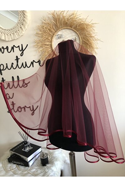 TELLİ DUVAK Bordo Biyeli Duvak