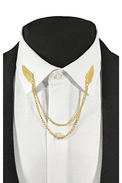 BLC Basic Line Co. Kanat Figürlü Altın Renginde Metal Gömlek Yaka Iğnesi Yaka...