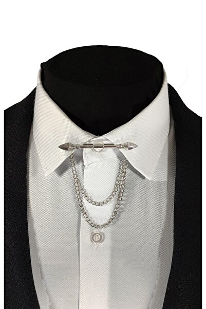 BLC Basic Line Co. Trinity Edge Klipsli Üçgen Uçlu Gümüş Gri Yaka Aksesuarı H...