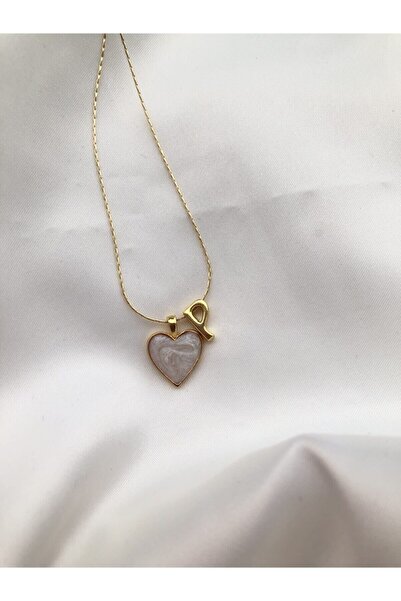 Asia by Leuvoié Kadın Altın Kaplama Sedef Kalpli P Harfli Kolye