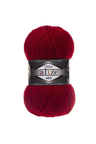 Alize Red Superlana Midi Lanyard Wool Ball Hand Knitting - 56