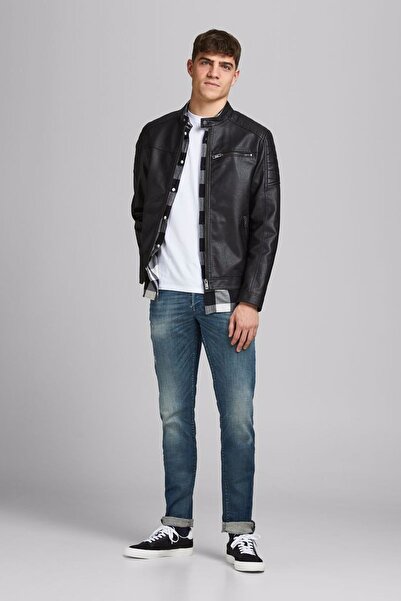Jack & Jones Erkek Jjerocky Deri Ceket 12147218