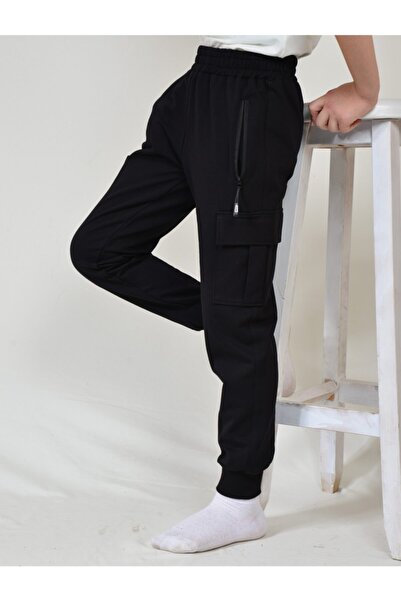 KİDSPİTİRCİK Unisex Παιδικό Μαύρο Φούτερ με Τσέπες Cargo, 4 εποχές (ΧΩΡΙΣ ΦΕΡ...