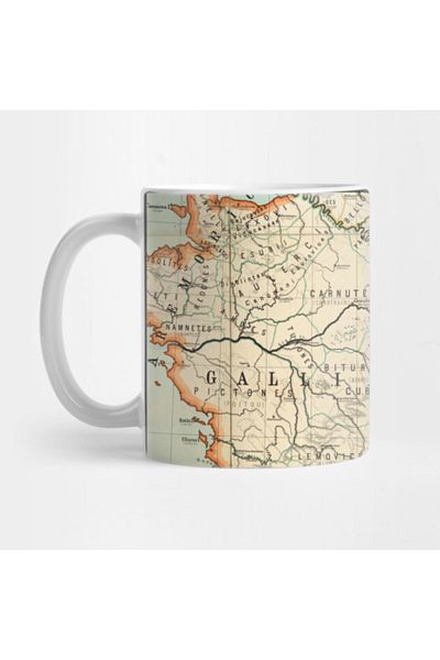 Pixxa Vintage Map Of France (1887) France Map Mug Cup