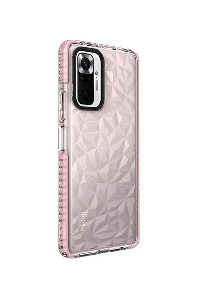Molly جراب سيليكون شفاف متوافق مع هاتف Xiaomi Redmi Note 10 Pro بحواف وردية اللون هرمي كريستالي