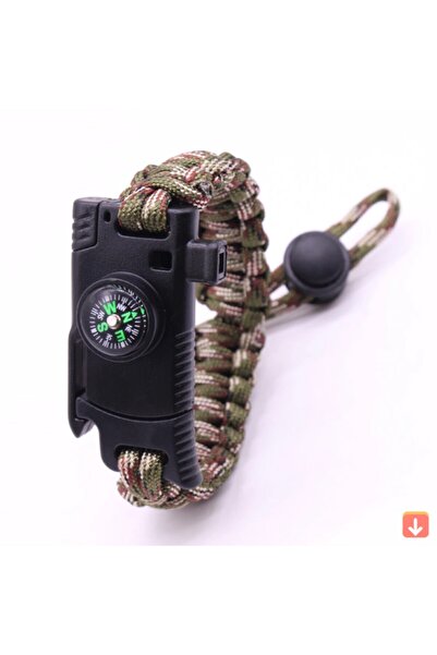 YERLİ MALI سوار معصم للتخييم والمشي لمسافات طويلة - باراكورد مضفر، وسكين بوصل...