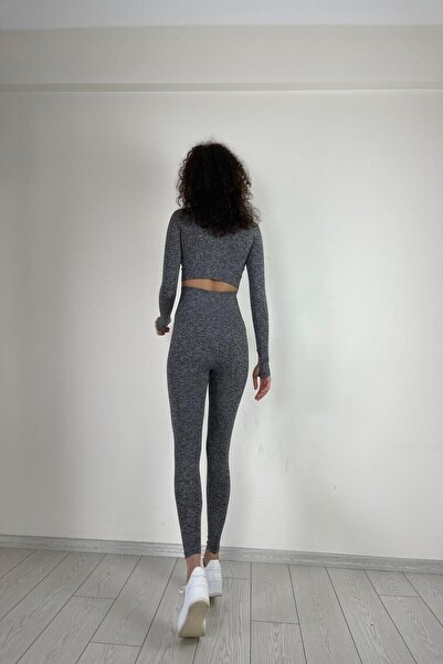 MAGZA Gray Push Up Recovery Long Slide Leggings Set