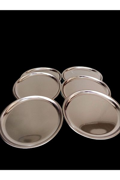 AYZ HOME 2-Piece Round Steel Presentation Tray 21.5cm