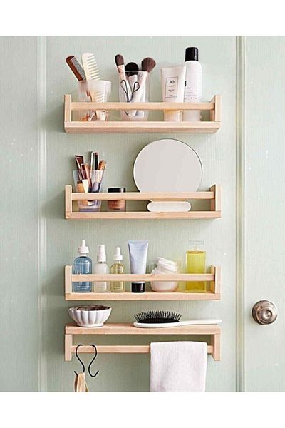 de mavera Furniture Wooden 4-Piece Inverted Flat Model Bathroom Shelf Inverted Shelf 45I