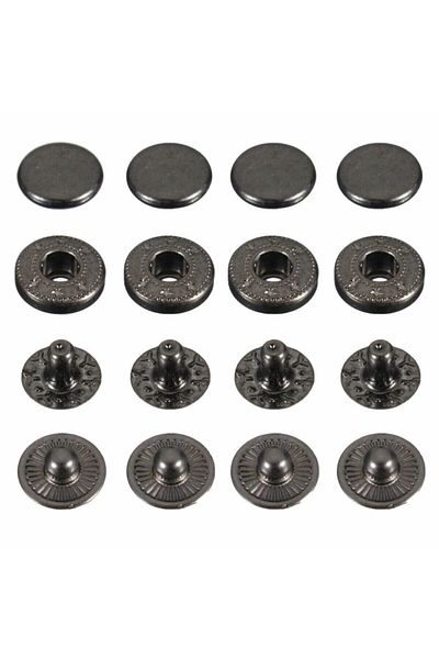 tuhafiyecimiz 15mm Coat Snaps (alpha) 100 Pieces (nickel, antique Yellow, Bronze or Black) Black