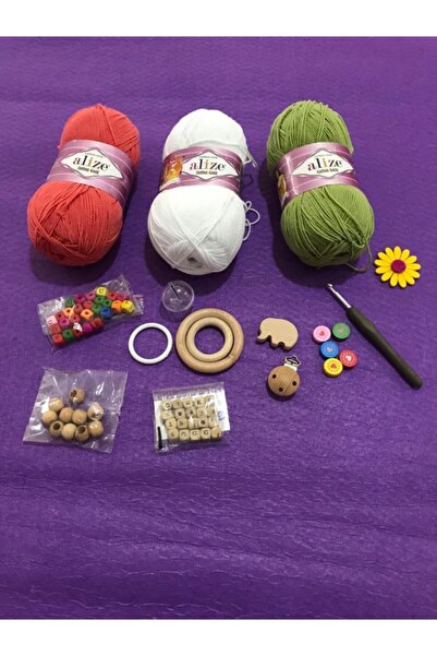 Alize Cotton Gold Amigurumi Çıngırak Ve Emzik Zinciri Kiti
