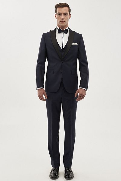 ALTINYILDIZ CLASSICS Men's Woolen Slim Fit Slim Fit Print Tuxedos Groom Dress with Vest