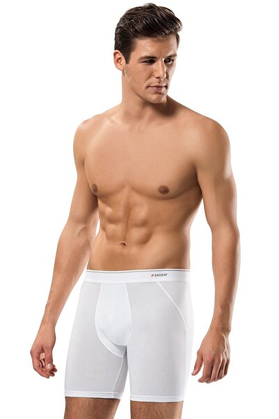 Erdem 1470 Men's Lycra Long Leg Boxer White