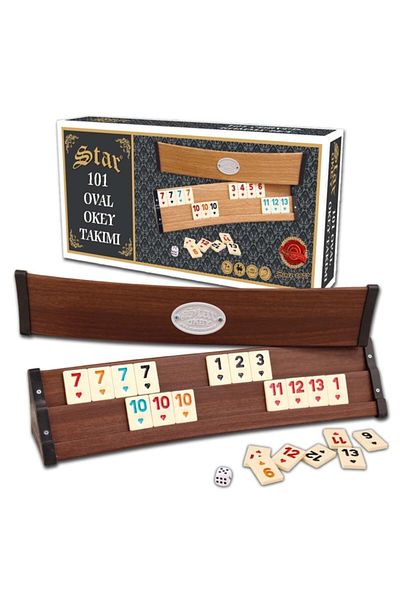 Star Okey 101 Oval Okey Set Natural Wood Oval Okey Set (101 Okey Game Set is Real Wood)