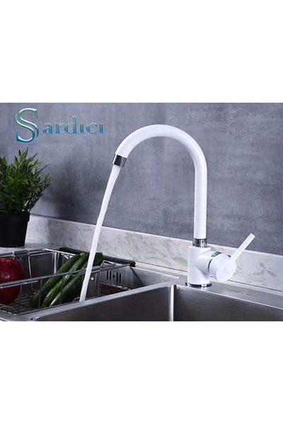 Sardıcı White Delta Kitchen Sink Faucet