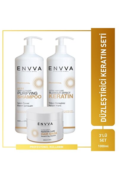 ENVVA Düzleştirici Keratin Saç Bakım Seti Brezilya Fönü 3’lü Set