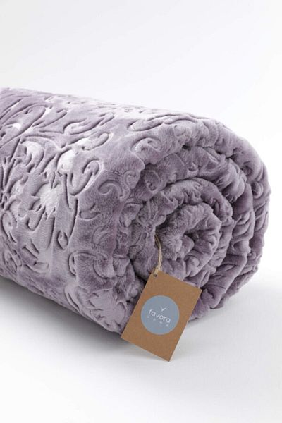 Dinarsu Romance Floral Embossed Double Blanket - Ash Purple