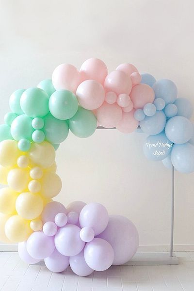 Trend Hediye Sepeti Macaron Pastel Mixed Balloon Chain
