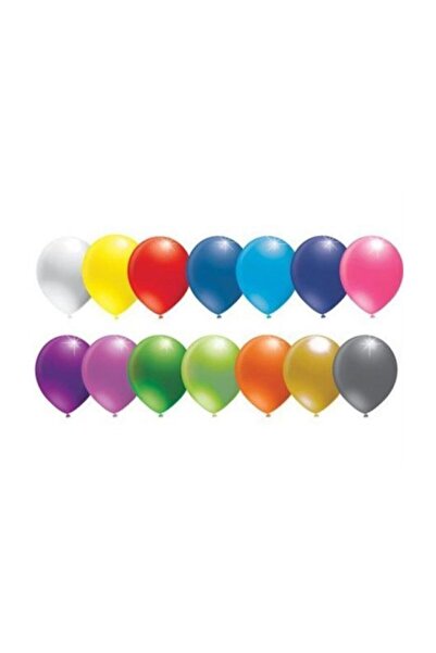 BalonEvi udmkx Metalik Karışık Renkli Balon 12 Inch 50 Adet Desing udmk 987838