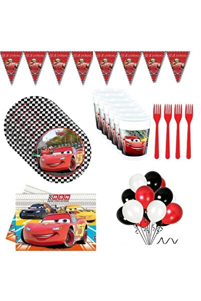 REST Parti Cars Şimşek Mcqueen 8 Kişilik Doğum Günü Seti