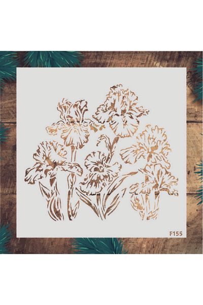 STENCİLTASARIM F155 Abstract Flower Stencil Wall Wooden Tile Painting Template
