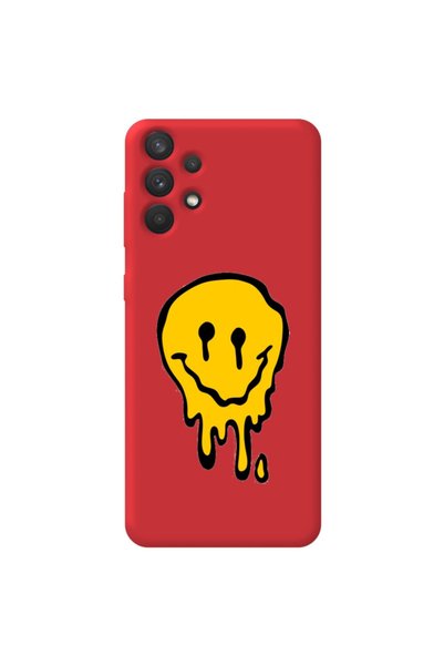 WANNA PROTECT Silicone Phone Case for Samsung A32 Red Color Melting Emoji wit...