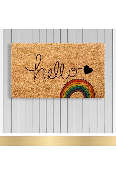 Paspashello , Design Koko Kapı Önü Paspas / Pvc Taban / Model; Hello Rainbow