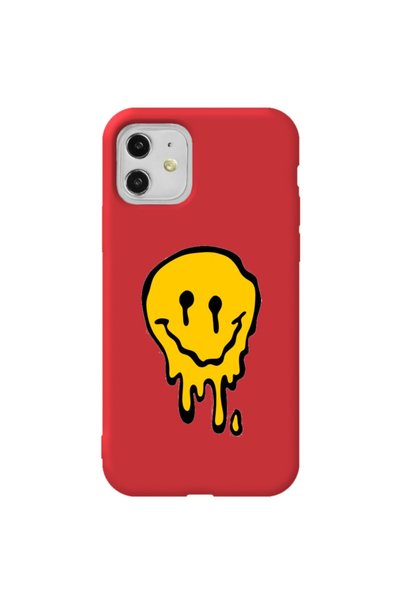 WANNA PROTECT iPhone 11 Red Color Melting Emoji Silicone Phone Case with Velv...