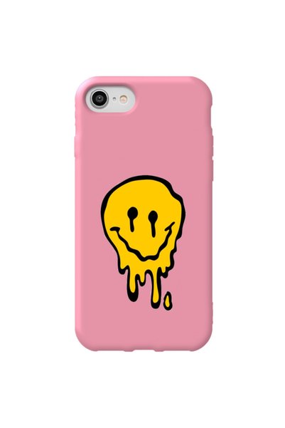 WANNA PROTECT iPhone 7 Pink Color Melting Emoji Silicone Phone Case with Velv...