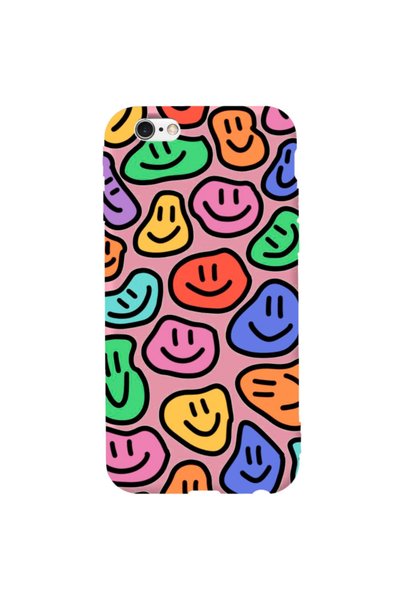 WANNA PROTECT iPhone 6S Pink Color Smile Pattern Silicone Phone Case with Vel...